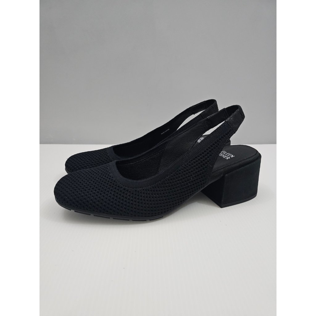 Eileen Fisher Yarn Knit Slingback Pump Womens 8.5 Black Minimalist Comfort New